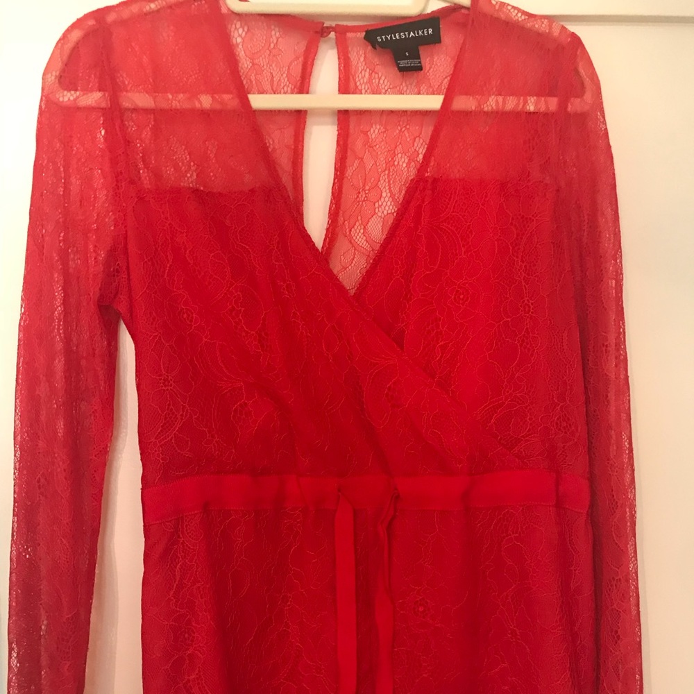Stylestalker red lace romper